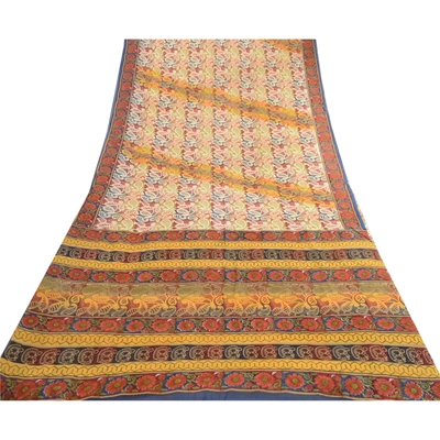 Sanskriti Vintage Sarees 100% Pure Georgette Silk Printed Sari Craft 5 Yd Fabric, PRG-12501