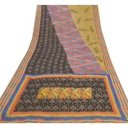 Sanskriti Vintage Sarees Pure Georgette Silk Printed Sari Craft 5 Yard Fabric, PRG-5828