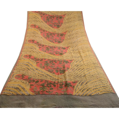 Sanskriti Vintage Indian Sarees Pure Georgette Silk Printed Sari Craft Fabric, PRG-11721