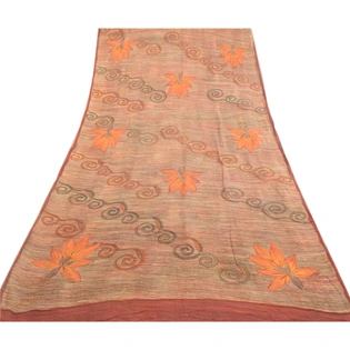 Sanskriti Vintage Indian Sarees Pure Georgette Silk Printed Sari Craft Fabric, PRG-1357