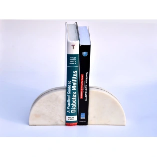 SHILPWARE Marble Bookends (Set of 2) Marble With Brass Strip