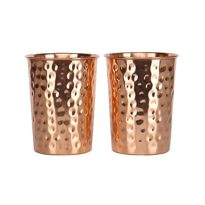 qCup Hammered Copper Glass - Set of 2