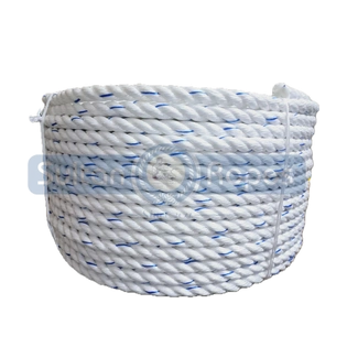 White PP Polypropylene Fishing Rope with Blue Tracer