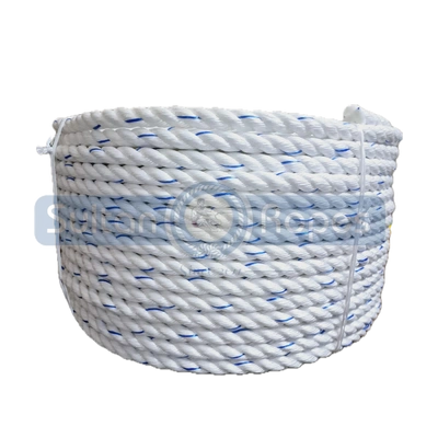 White PP Polypropylene Fishing Rope with Blue Tracer