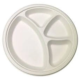 Bagasse 9" 3 Compartment Plates packet of 50 Plates