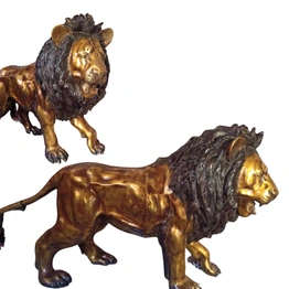 Majestic 108-inch Golden Brass Lion Statue