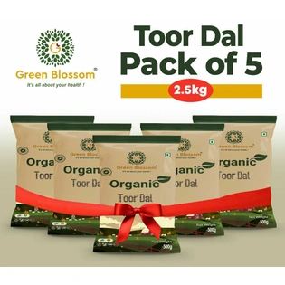 Organic Toor Dal /Arhar Dal (unpolished) - 2.5 Kg (500 gms, Pack of 5) I Green Blossom