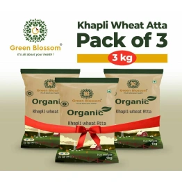 Khapli / Emmar Whole Wheat Flour (Stone Grind) - 3 Kg (1Kg, Pack of 3) I Green Blossom