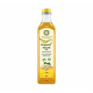 Organic Sesame Oil ( Kachi Ghani) - 1 Ltr (Pack of 1) I Green Blossom