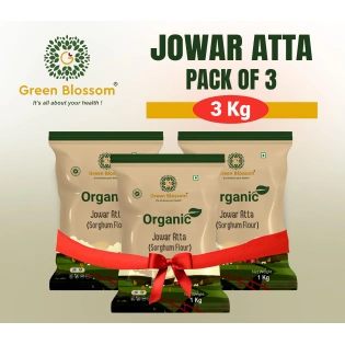 Organic Jowar Atta / Sorghum Flour - 3 Kg (1 Kg, Pack of 3) I Green Blossom