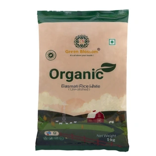 Organic Basmati Rice White - 10 Kg ( Pack of 10 , 1 Kg, Unpolished) I Green Blossom