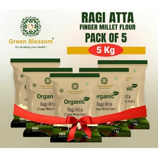 Organic Ragi Atta / Finger Millet Flour - 5 Kg (1 Kg, Pack of 5) I Green Blossom