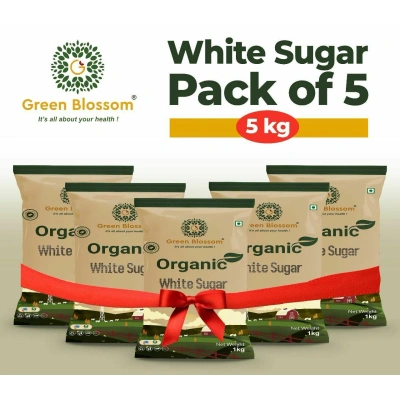 Organic White Sugar (Sulpherless) - 5 Kg (1 Kg, Pack of 5) I Green Blossom