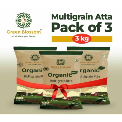 Organic Multigrain Flour / Atta - 3 Kg (1 Kg, Pack of 3) I Unpolished I Green Blossom