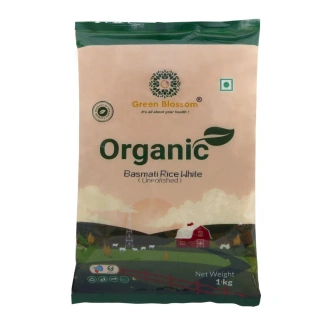 Organic Basmati Rice White - 1 Kg ( Pack of 1) I Green Blossom I Unpolished