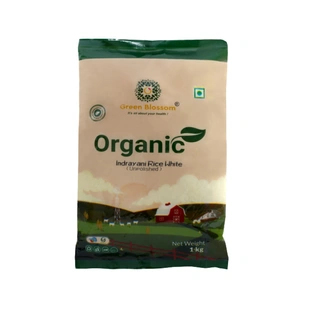 Organic Indrayani Rice (White) - 1Kg (Pack of 1) I Green Blossom