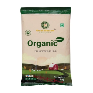 Organic Sona Masoori Rice (White) - 1Kg (Pack of 1) I Green Blossom