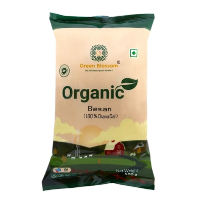 Organic Besan - 500g ( Pack of 1) I 100% Vegan I Gluten Free I Soaks very Less Oil I Green Blossom