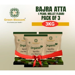 Organic Bajra Atta/Pearl Millet Flour - 3 Kg , ( 1 kg, Pack of 3) i Green Blossom