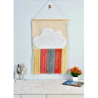 Wall hanging dhurrie cloud tassles