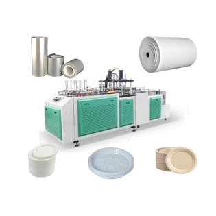 Disposable Plate Making Machine With Finished Goods