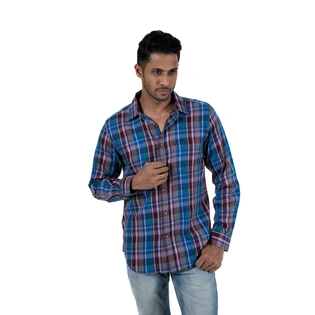 Men's Casual Shirt Slim Fit Full Sleeve Plaid Check