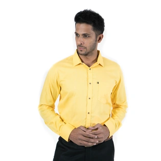 Men's Casual Wear Full Sleeve Solid Yellow