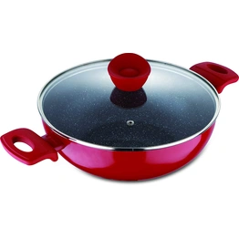 BERGNER - BG-31266-RD Bellini+ Pressed Aluminium Non-Stick Kadhai with Glass Lid, 26 cm, 4.5 Liters, Induction Base, Red