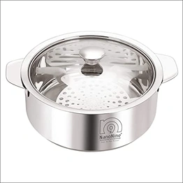 NanoNine Roti Saver / Roti Casserole Double Wall Insulated Stainless Steel Serve Fresh Chapati Pot with Glass Lid, Mini