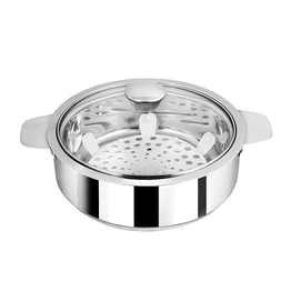 NanoNine Roti Saver / Roti Casserole Double Wall Insulated Stainless Steel Serve Fresh Chapati Pot with Glass Lid, Medium