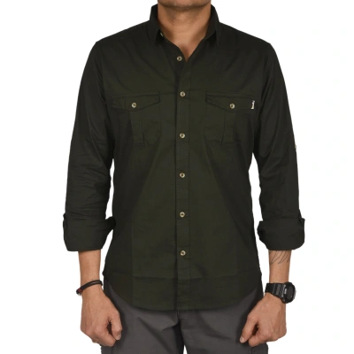 Corbett Men's Outdoor Classic Full Sleeve Shirt: Lightweight Cotton-Lycra Blend Shirt for Rugged Style and Functionality