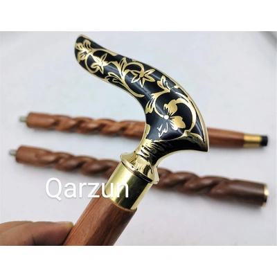 Best Quality Brass Flower Leaf Victorian Handle brass wands-walking cane-Walking Stick-canes STEAMPUNK Gift