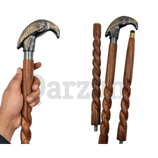 Brass Raven Antique style Cane Handle Wooden Walking Rope cane-Walking Stick-Cane 3 Part Open Accessories Spare Part GIFT