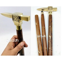 Brass Anvil Cane Head Handle Wooden Walking cane-Walking Stick-Cane 3 Part Open Accessories Spare Part GIFT mothers day gift