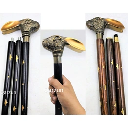 Set of Wooden Walking Cane for Women and Men | Beautiful Rabbit Antique Head Walking Stick 2 shades of Sticks stock brown & black