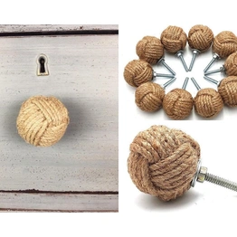 Jute Rope Door Knobs Sets Drawer Pulls for Cabinets, Wardrobes & Kitchen Cupboards Door Knob