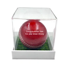 Personalized Leather Ball (Red), Standard Size 1Pc your text on Ball with Acrylic Display Box