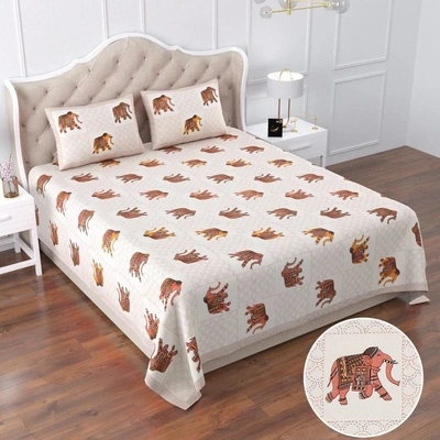 Elephant Design Rajasthani Cotton Bedsheet,jaipuri