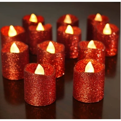 Decorative sparkel candles wine red coloure