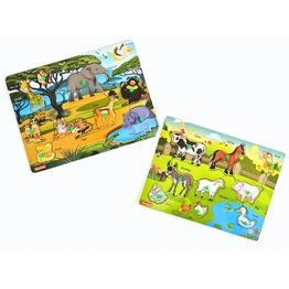 Bumbee | Wooden Educational Wild & Farm Animals Puzzle Combo Set