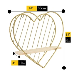 Gold Wall Shelf Metal Heart Floating Shelves