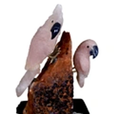 Gemstone Parrot Family (rose quartz and amethyst stones)