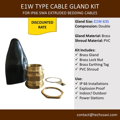 Cable Gland Kit, Brass, E1W-63S