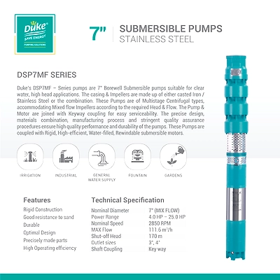 Duke 7" Submersible Pumps with Stainless Steel and Cast Iron