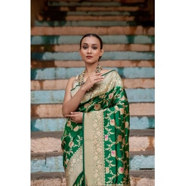 Pure Katan Kadhua Meena Jal Banaras Handloom Saree