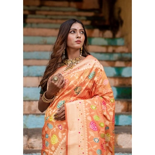 Banarasi Katan Kadhwa Tilfi Patola Handloom Saree - Pure Silk Elegance