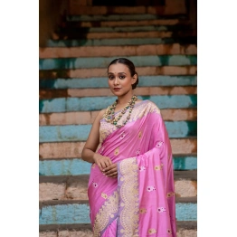 Pure Banarasi Katan Kadhua Meena Silk Saree with Scallop Border