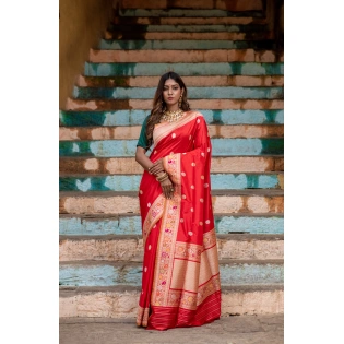 Pure Katan Khadhiyal Booti Banaras Handloom Saree