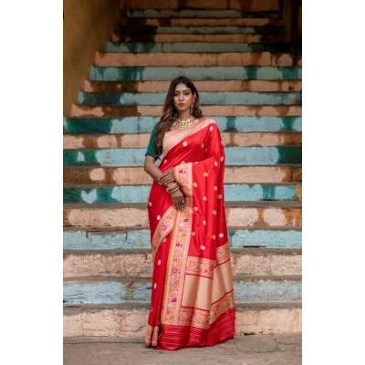 Pure Katan Khadhiyal Booti Banaras Handloom Saree