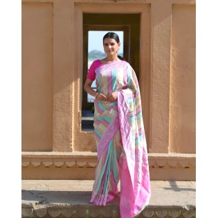 Rungkaat Pure Tussar Georgette Banaras Handwoven Saree